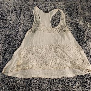 Love culture white flower lace tank